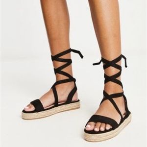 ASOS wide fit espadrille ankle wrap sandals